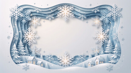 Festive background: light winter border with copy space