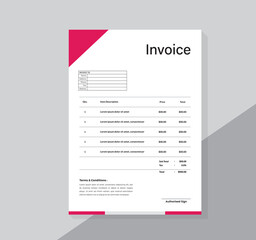 Modern Invoice Template with Bold Red Accent, Itemized Pricing, and Professional Layout