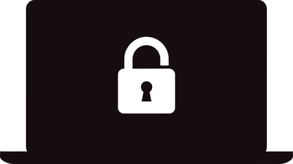Laptop security icon for online safety and data protection representing secure access with cybersecurity and privacy featuring a padlock for network defense and secure connection