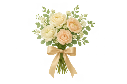 Wedding bouquet with blush and cream ranunculus flowers