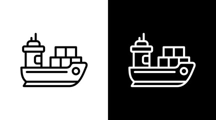 Obraz premium Cargo Ship White Icon Set Design