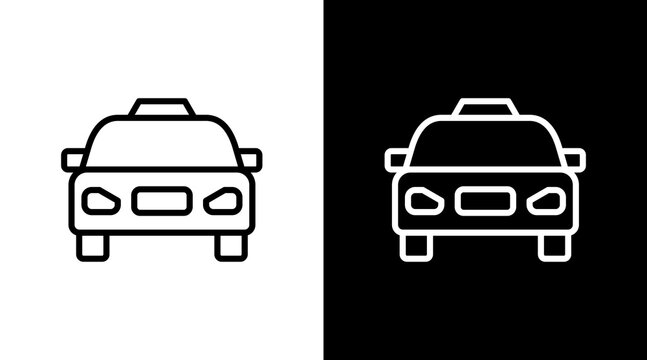 Taxi  White Icon Set Design