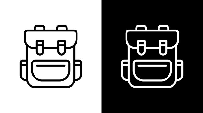 Travel Backpack  White Icon Set Design