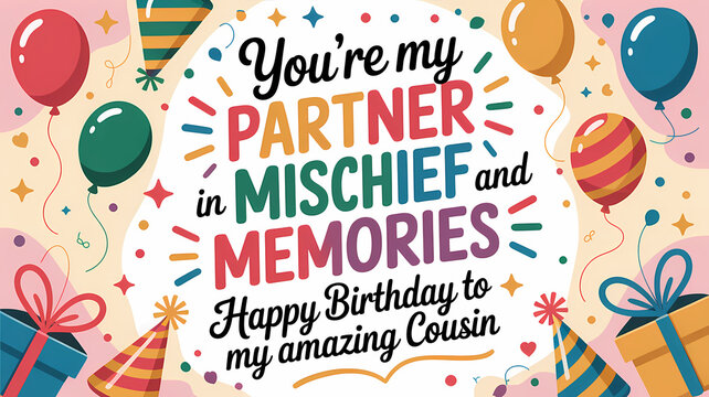 You&rsquo;re My Partner in Mischief and Memories - Happy Birthday Cousin