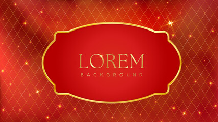 Red Gold Christmas red price tag. Vintage luxury frame