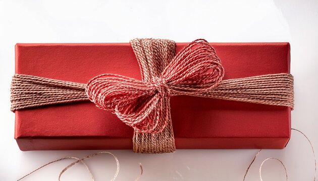 Red String Rope Gift Box Decor Element Christmas Present Decoration Bow And Ribbon Lace Xmas Wrap Top Thread Jute