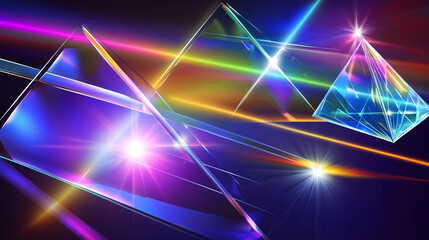 Colorful prism with light reflections in a vivid abstract design