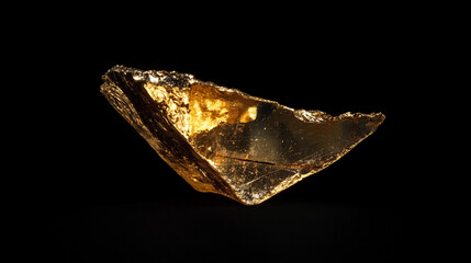 Golden crystal fragment with a luxurious mood on a black background