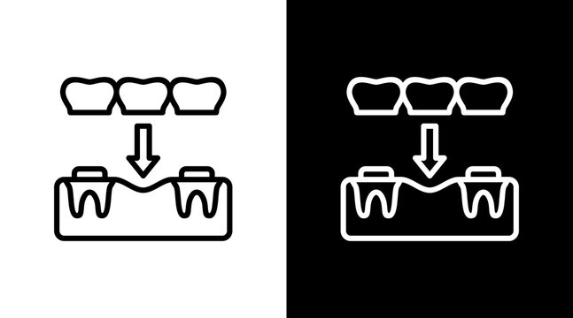 Dental Bridge  White Icon Set Design