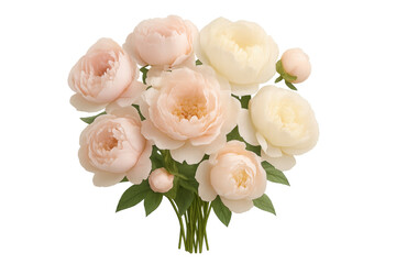 Peonies bouquet featuring pink and cream blossoms with transparent background