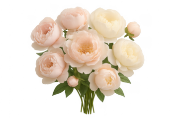 Peonies bouquet featuring pink and cream blossoms with transparent background