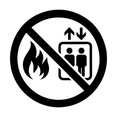Do not use the elevator during a fire sign vector icon on a white background Vector warning sign icon © Roman