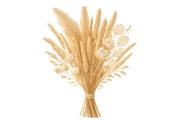 Boho dried flower bouquet with pampas grass and wheat