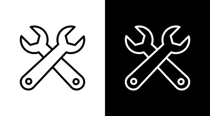 Wrench  White Icon Set Design
