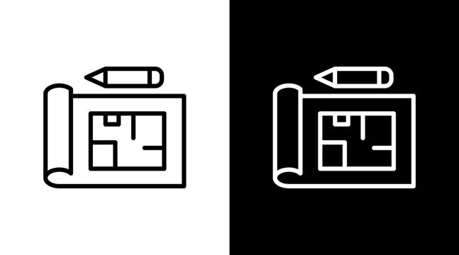 Blueprint  White Icon Set Design
