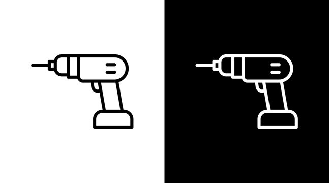 Drill  White Icon Set Design