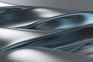 Abstract metallic waves with subtle blue and grey tones