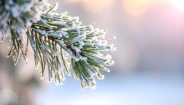 Frosty Pine Branch Macro