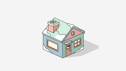Isometric Winter House Illustration