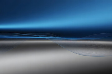 Abstract blue horizon over a reflective surface