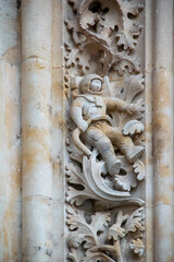 Stone carving wall ornament, salamanca cathedral, spain