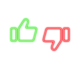 like dislike neon illustration. like dislike neon isolated. like dislike neon png