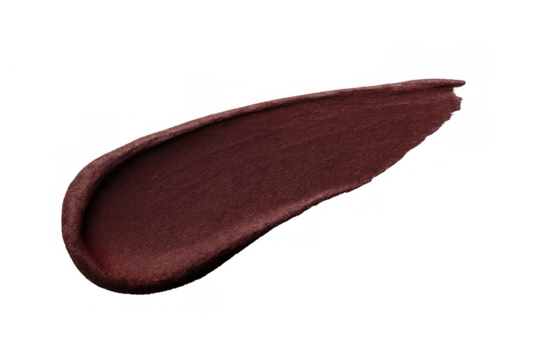 Brown cosmetic product swatch with creamy texture for makeup, beauty, and skincare advertising on transparent background