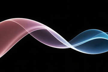 Abstract wavy gradient ribbon on black background