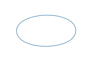 Blue ellipse outline, simple basic oval geometric shape on a transparent background, abstract minimal graphic element