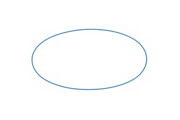 Blue ellipse outline, simple basic oval geometric shape on a transparent background, abstract minimal graphic element