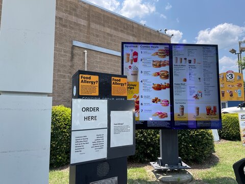 McDonalds drive thru order box and digital menu