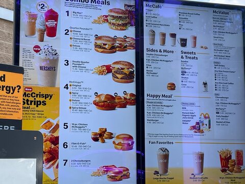 McDonalds drive thru digital menu close up