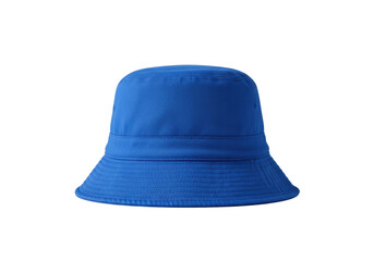 Fototapeta premium high-quality electric cobalt blue textured cotton bucket hat with a wide brim, isolated on a pure white background under high-key studio light. concept of trendy summer fashion