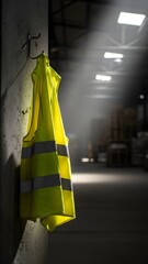 Hanging Reflective Vest Safety Gear in Warehouse, Occupational Safety Standards