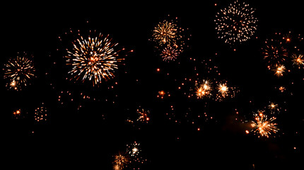 Fireworks Display Bursting Colors Illuminate the Night Sky