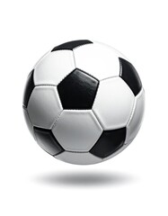 Fototapeta premium A classic black and white soccer ball floating on a crisp white background