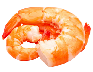 Peeled prawns isolated on transparent background, cutout, png