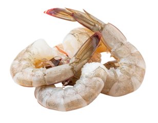 Peeled shrimp pile isolated on transparent background, cutout, png