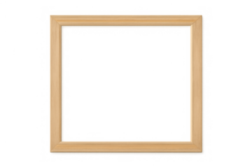 Wood frame with a simple square design, empty interior on a transparent background, for graphic element usage
