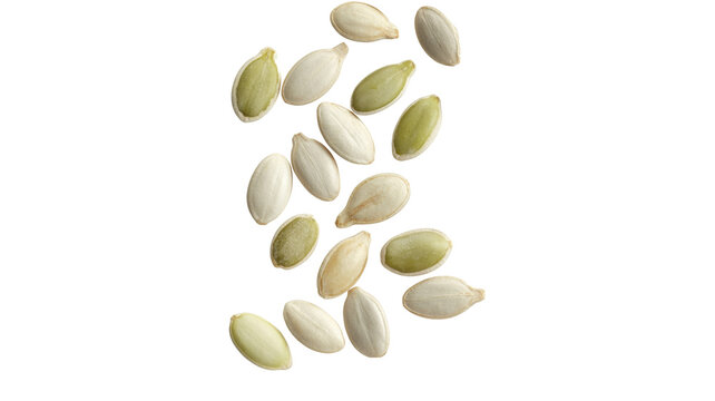 Healthy handful of pumpkin seeds  png  isolated on transparent background, offering a nutritious snack for cooking and baking enthusiasts alike