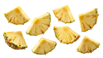 Fresh pineapple slices  png  isolated on transparent background, create a vibrant tropical feel, perfect for summer recipes and healthy lifestyle content