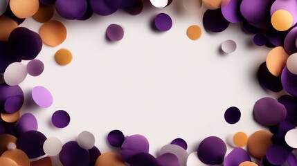 Flat illustration of a vibrant celebration banner featuring clean geometric shapes in purple, orange, and beige tones with ample copy space for text and messages