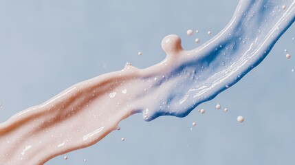 Graffiti style explosion with neon paint splashes animated drips creating vibrant patterns on a soft blue background, showcasing dynamic artistic expression and colorful creativity