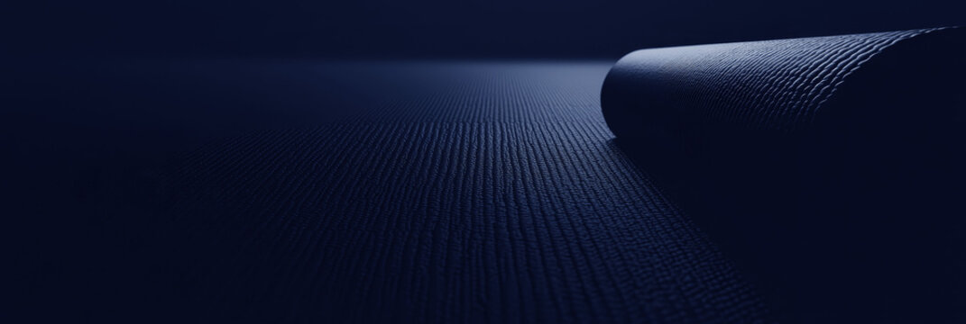 Dark minimalist yoga mat on textured surface with ambient light - Powered by Adobe