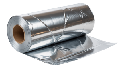 Shiny roll of silver foil  png  isolated on transparent background, for cooking, crafting and DIY projects offers versatility and practicality