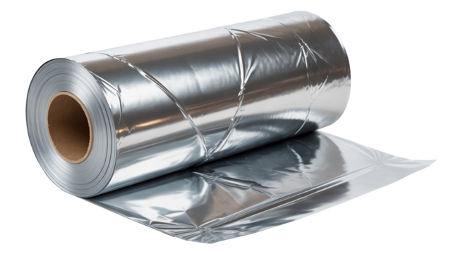 Shiny roll of silver foil  png  isolated on transparent background, for cooking, crafting and DIY projects offers versatility and practicality