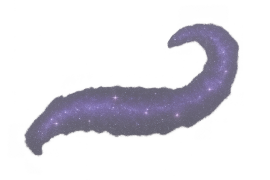 Abstract purple cosmic trail of glittering stars creating a stylized milky way nebula on transparent background