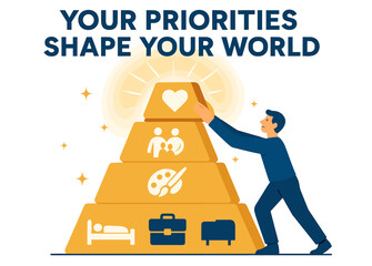 Male adult prioritizing tasks with hierarchical importance in life