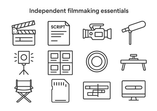 Independent filmmaking essentials: icons of equipment for creative production