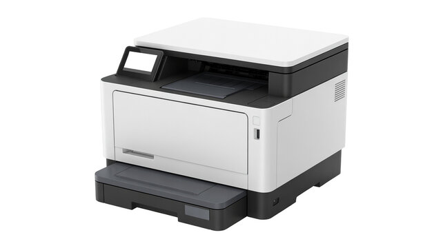 Modern printer  png  isolated on transparent background, streamlines office tasks, offering efficient printing and scanning solutions for business productivity